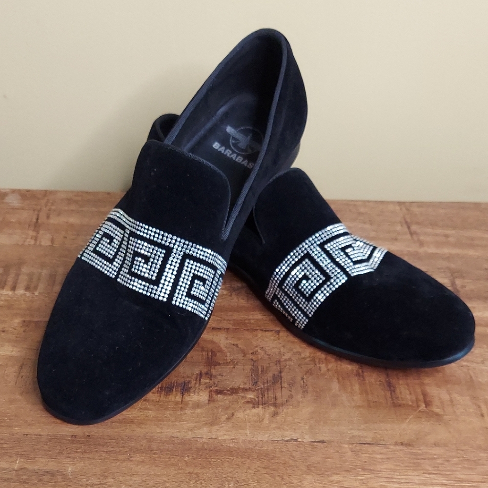 Black Barabas Loafers with Sparkly Silver Detailing - Like New - 10